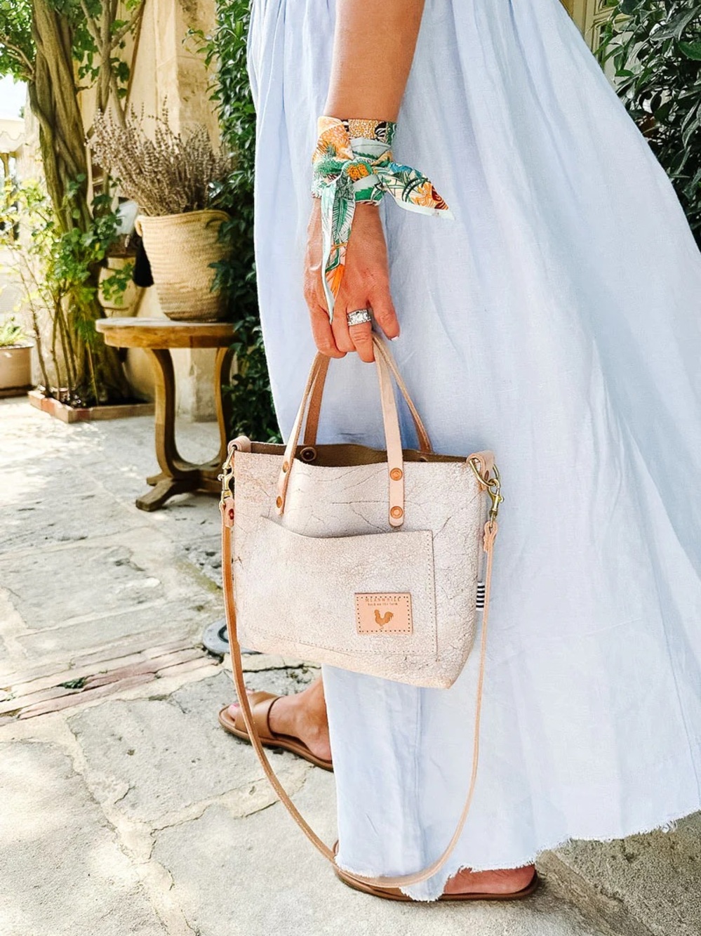 Meanwhile white leather birch mini tote - Picture 4 of 6